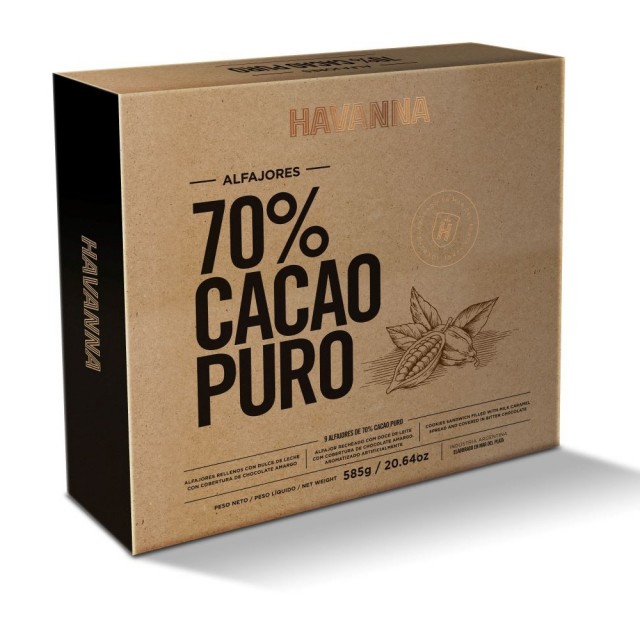 Alfajor Argentino Havanna Cacao 70% Caja 9 Unidades