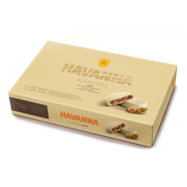 Alfajor Argentino Havanna de Nuez Caja 12 Unidades