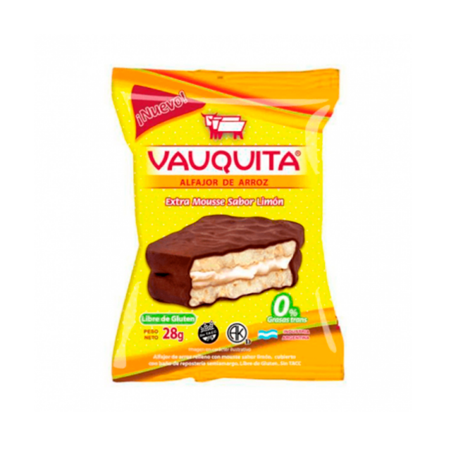 Alfajor de Arroz Vauquita Limón Extra Mousse - Unidad 28 gr