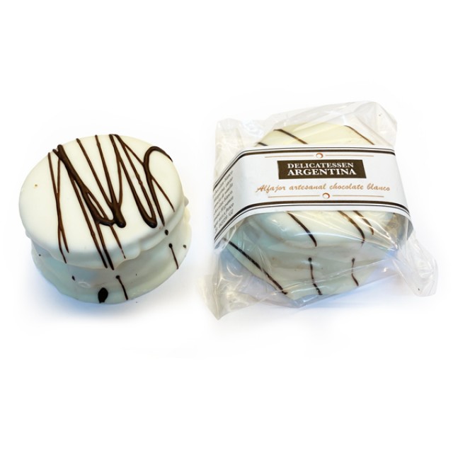 Alfajor de Chocolate Blanco con Dulce de Leche Artesanal Marca Delicatessen Argentina - Unidad