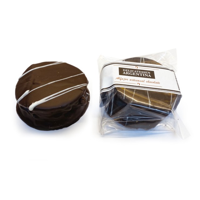 Alfajor de Chocolate Negro con Dulce de Leche Artesanales Marca Delicatessen Argentina - Unidad