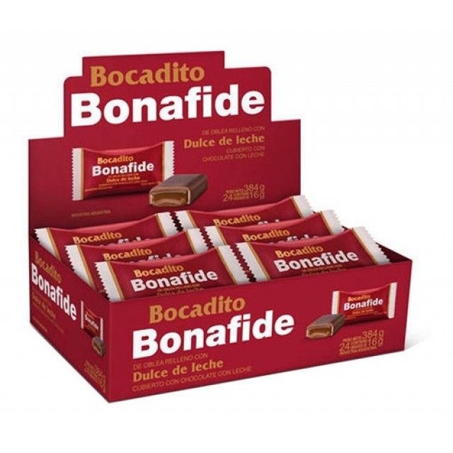 Bocadito Bonafide Dulce de Leche Cubierto Chocolate Caja 24 Unidades