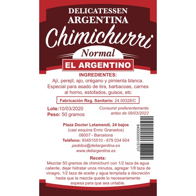 Chimichurri El Argentino Normal