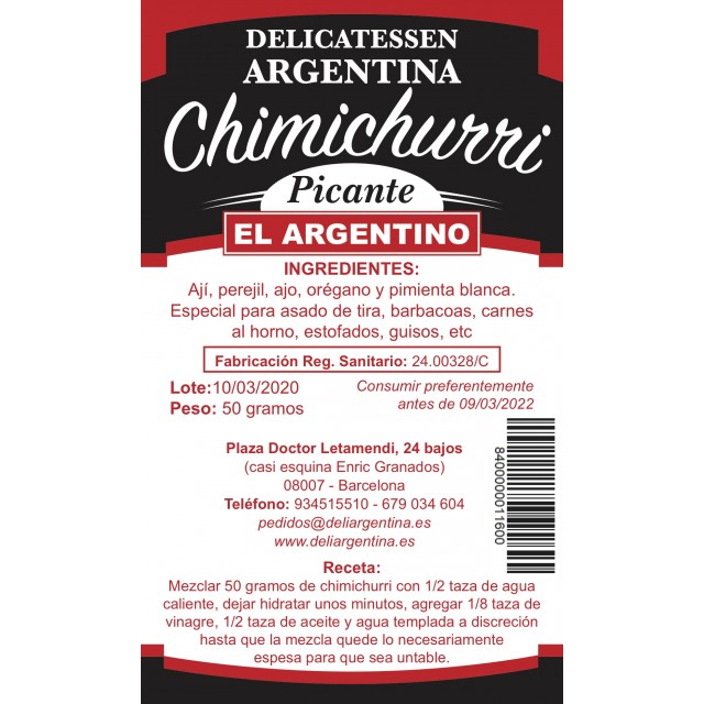 Chimichurri El Argentino Picante