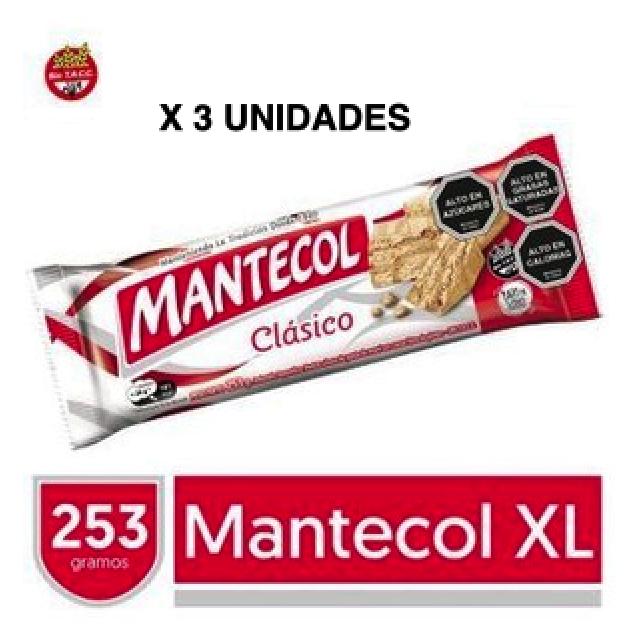 Mantecol CLASICO ORIGINAL XL de Maní Argentino 253 Gramos 3 Unidades