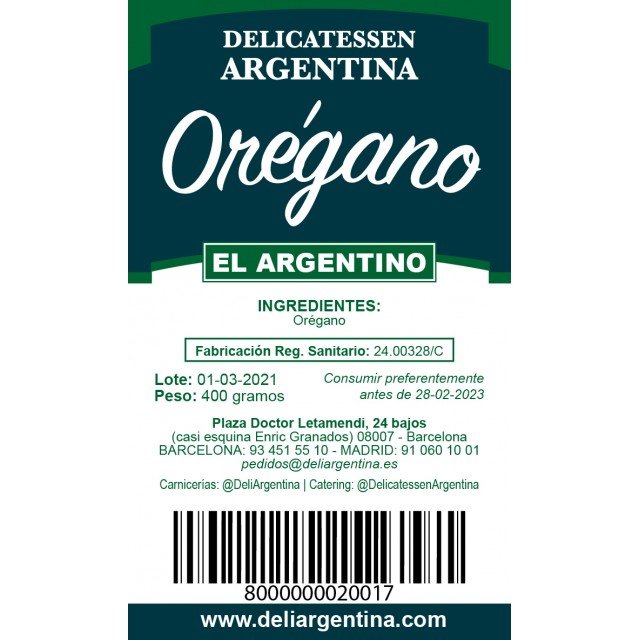 Orégano 400 Gramos El Argentino