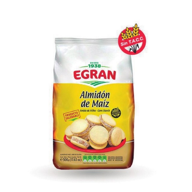 Almidón de Maíz Egran Argentino estilo Maicena 500gr para Alfajores Argentinos de Maicena