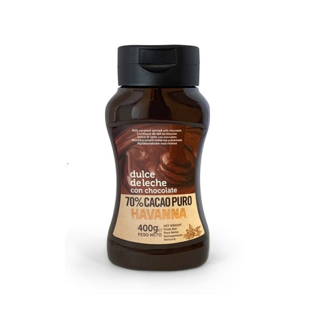 Salsa Topping Dulce de Leche Havanna con Chocolate 70% Cacao 400 Gramos