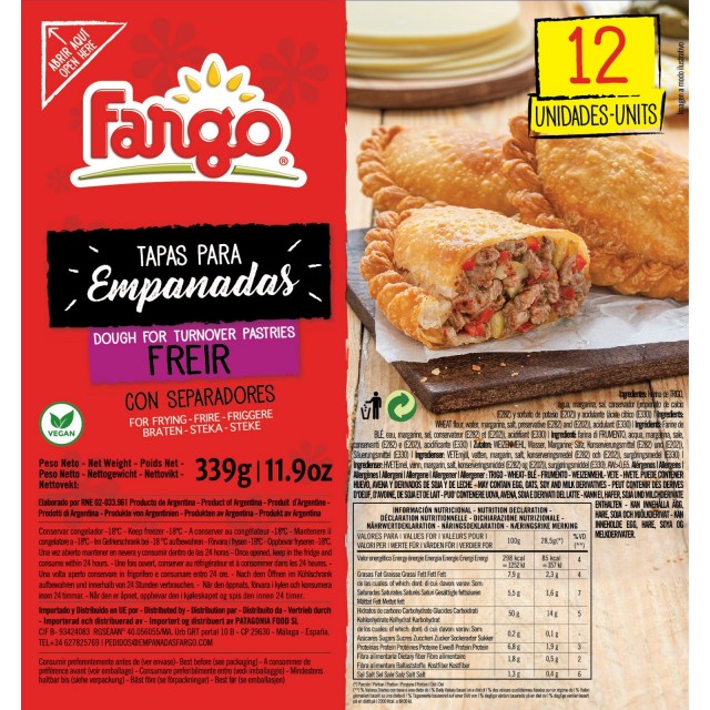 Tapas de Empanadas Fargo Freír Mediana