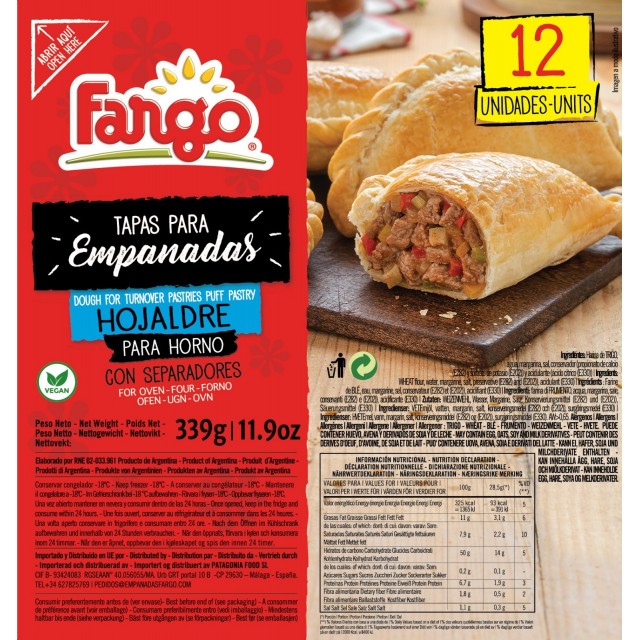 Tapas de Empanadas Fargo Horno Mediana