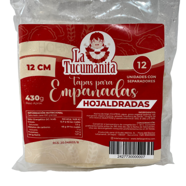 Tapas de Empanadas Hojaldre para Horno LA TUCUMANITA 12 unidades Medianas 12 cm