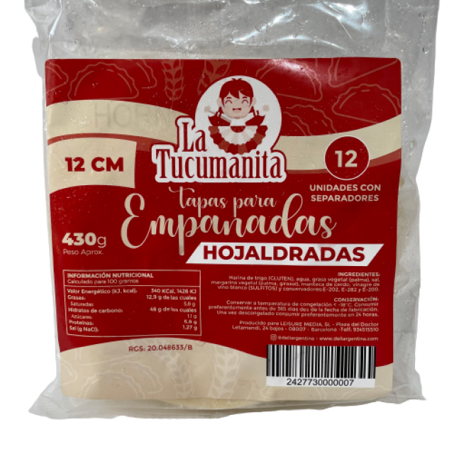 Tapas de Empanadas Hojaldre para Horno LA TUCUMANITA 12 unidades Grandes 14 cm OFERTA 5 UNIDADES