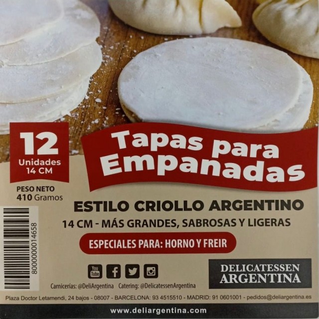 Tapas para Empanadas 14 cm Grandes Delicatessen Argentina Oferta 5 Paquetes
