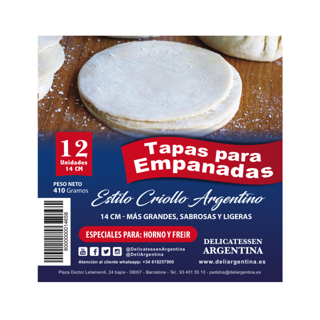 Tapas para Empanadas 14 cm Grandes Delicatessen Argentina Tapas para Empanadas 14 cm Grandes Delicatessen Argentina