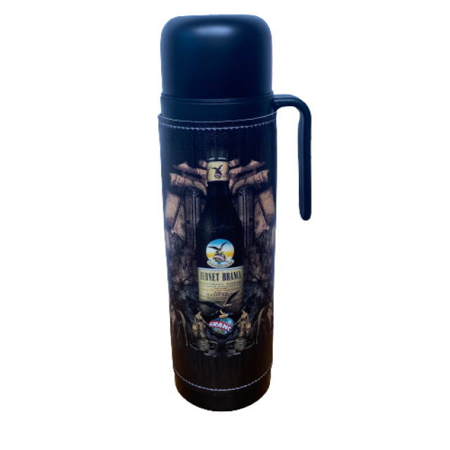 Termo Metalico Inoxidable 1 Litro con Pico Vertedor y Mango Negro Fernet Branca Argentino Imagen Botella Termo Metalico Inoxidable 1 Litro con Pico Vertedor y Mango Negro Fernet Branca Argentino Imagen Botella
