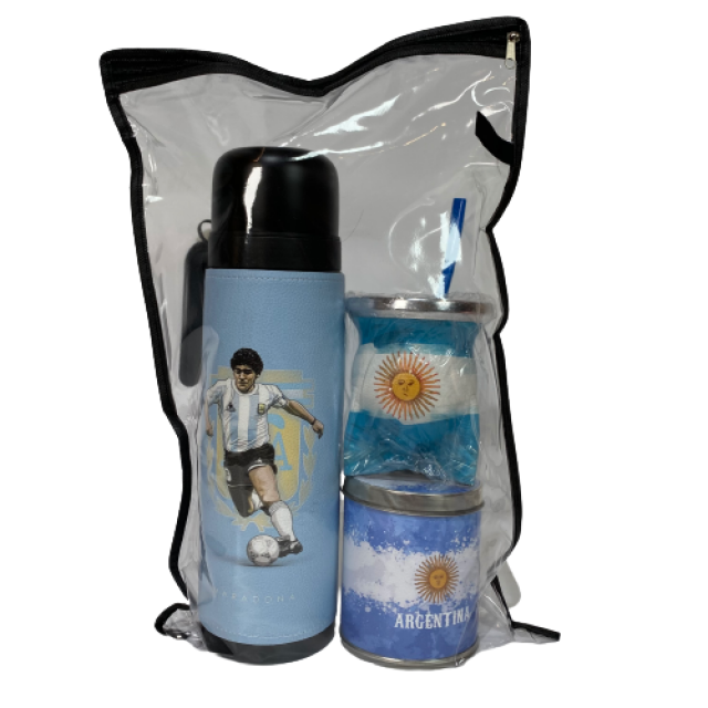 Kit Matero: Termo Acero Inox 1Litro Motivo Diego Maradona, Mate Argentina, Bombilla Celeste y Yerbera Argentina Kit Matero: Termo Acero Inox 1Litro Motivo Diego Maradona, Mate Argentina, Bombilla Celeste y Yerbera Argentina