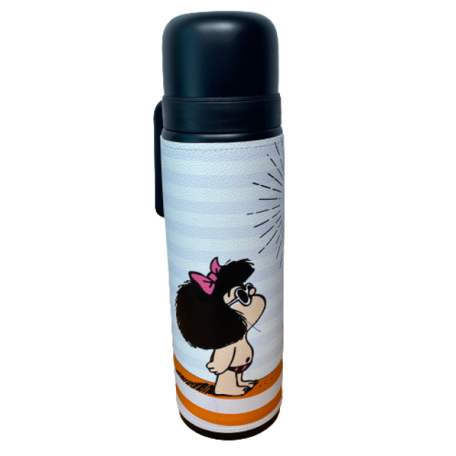 Termo Metalico Inoxidable 1 Litro con Pico Vertedor y Mango Negro Mafalda en la Playa Termo Metalico Inoxidable 1 Litro con Pico Vertedor y Mango Negro Mafalda en la Playa