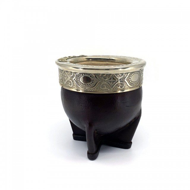 Mate Calabaza Imperial Alpaca Forrado en Cuero Motivo Ojo de Orus Mate Calabaza Imperial Alpaca Forrado en Cuero Motivo Ojo de Orus