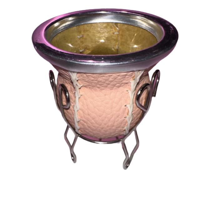 Mate de Vidrio en Símil Cuero EVA Rojo con Posapié Mate de Vidrio en Símil Cuero EVA Rojo con Posapié