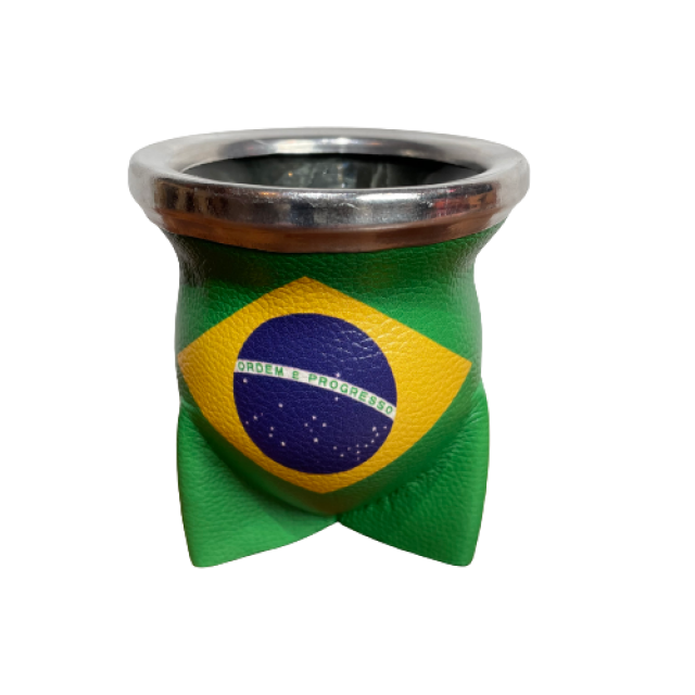 Mate de Vidrio Eco Cuero Bandera de Brasil