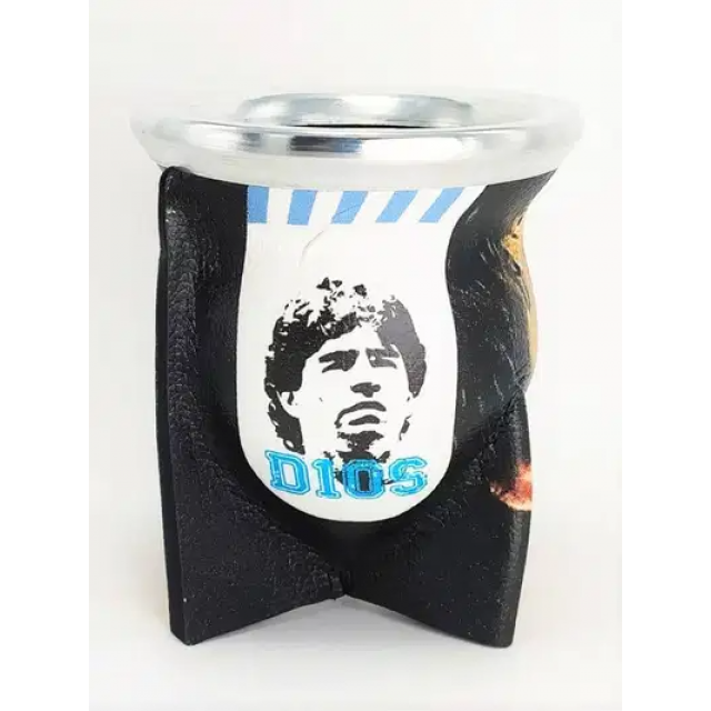 Mate de Vidrio Eco Cuero Maradona Origen Argentina