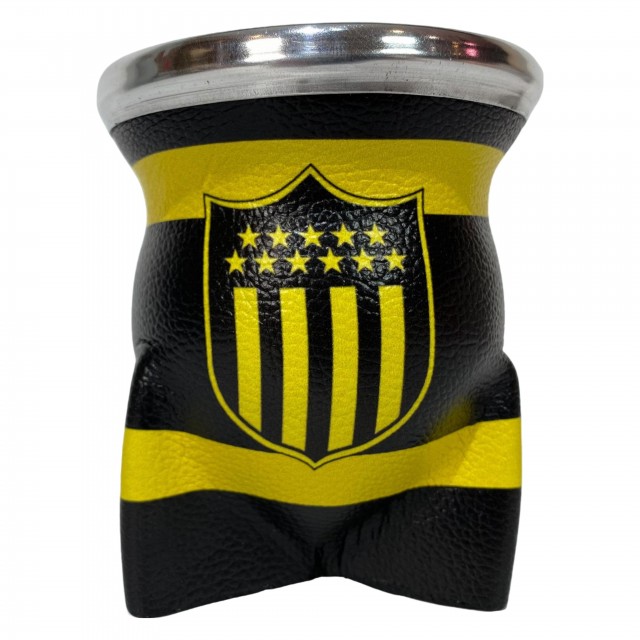 Mate de Vidrio Peñarol de Uruguay Estampado en Símil Cuero