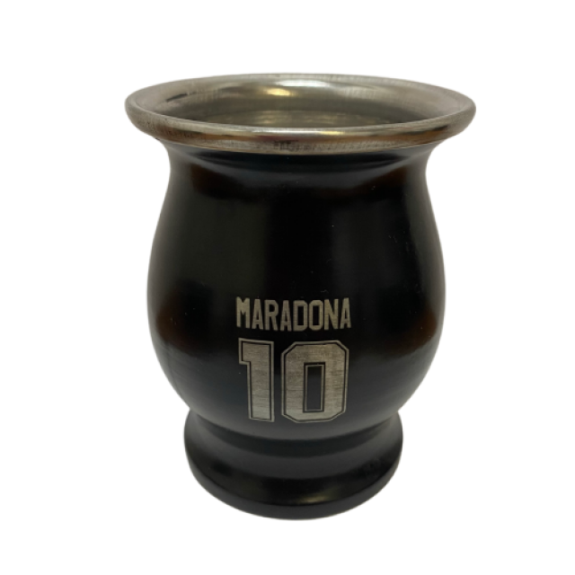 Mate Metálico Tallado Motivo Palabra Maradona Escrita con el 10 Acero Inoxidable