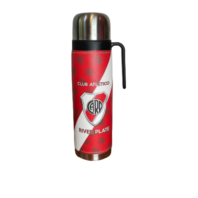 Termo Metalico Inoxidable 1 Litro con Pico Vertedor y Mango Negro Equipo Fútbol Club River Plate Termo Metalico Inoxidable 1 Litro con Pico Vertedor y Mango Negro Equipo Fútbol Club River Plate
