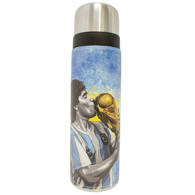 Termo Metalico Inoxidable 1 Litro con Pico Vertedor y Mango Negro Maradona la Copa del Mundo Fifa Mundial Selección Argentina Termo Metalico Inoxidable 1 Litro con Pico Vertedor y Mango Negro Maradona la Copa del Mundo Fifa Mundial Selección Argentina