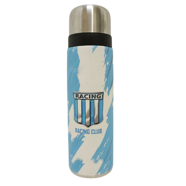 Termo Metalico Inoxidable 1 Litro con Pico Vertedor y Mango Negro Equipo Fútbol Racing Club Argentina Termo Metalico Inoxidable 1 Litro con Pico Vertedor y Mango Negro Equipo Fútbol Racing Club Argentina